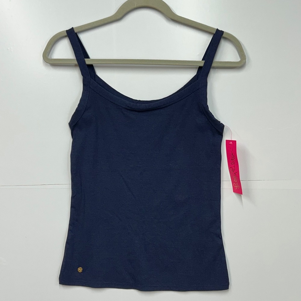 Lilly Pulitzer Lianna Tank Top True Navy Blue Small Cotton Modal Stretch
